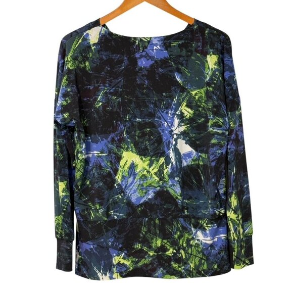 Issey Miyake Cowl Neck Blouse Top Artsy Abstract Slinky Knit Black Blue Size 2 - Picture 6 of 12